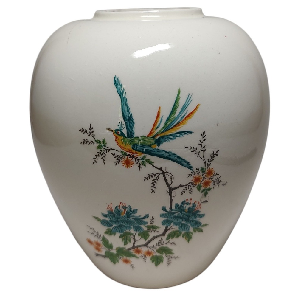 Bird of Paradise Rice Vase Jar Signed and Dated 1995 Floral 5.5 Inches SEE